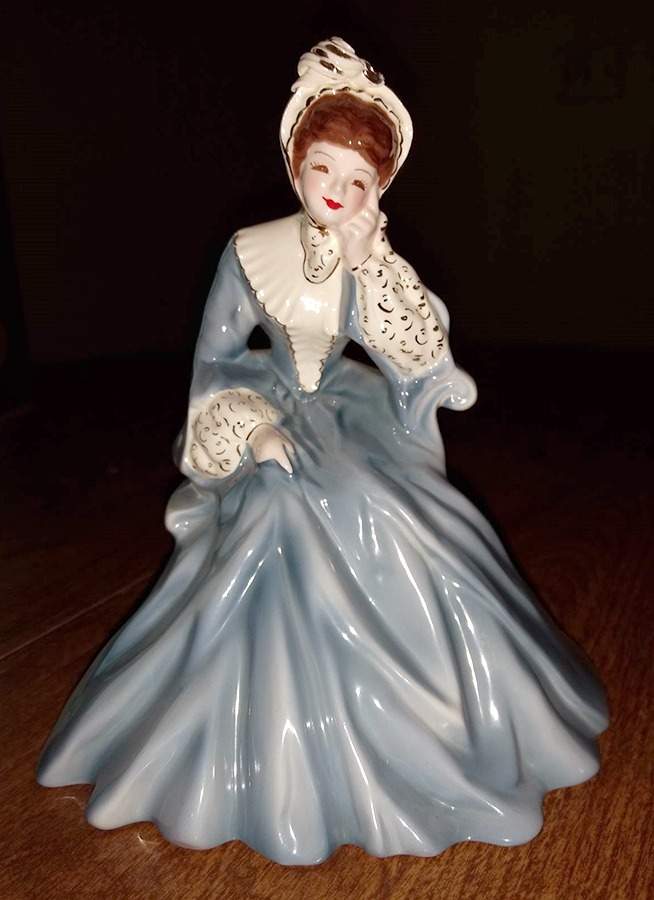 Florence Ceramics Figurine Rebecca-Blue W/Gold Accents - No Box by Florence Ceramics-1