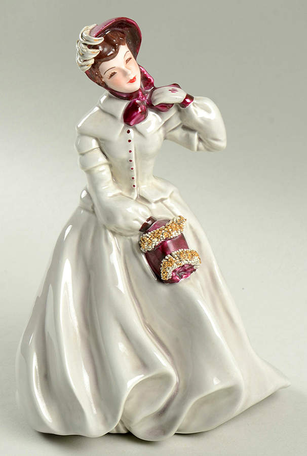 Florence Ceramics Figurine Clarissa-Gray & Burgundy - No Box by Florence Ceramics-1