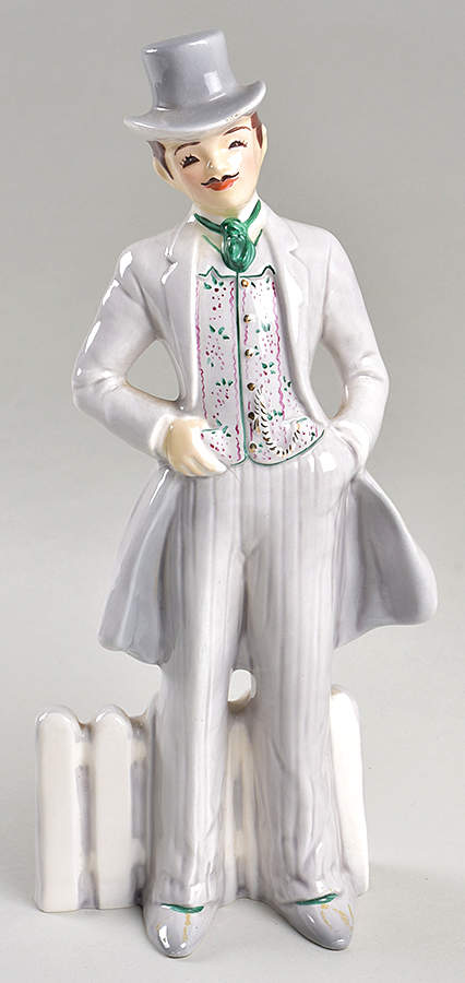 Florence Ceramics Figurine Rhet-Picket Fence/Gray With Green - No Box by Florence Ceramics-1