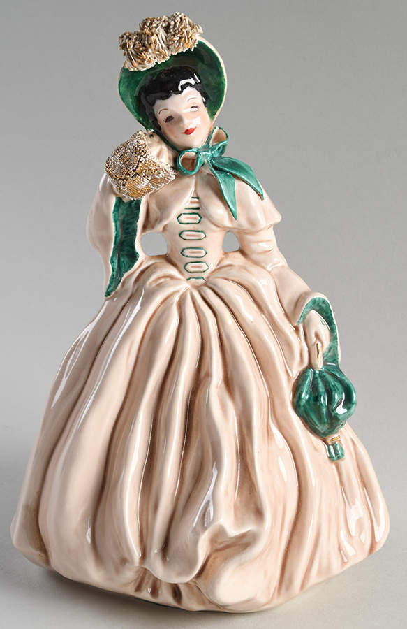 Florence Ceramics Figurine Scarlett-Beige W/Green - No Box by Florence Ceramics-1
