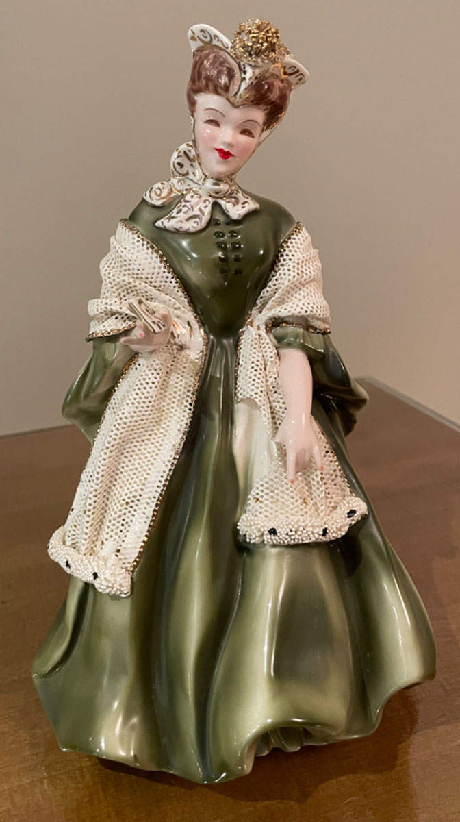 Florence Ceramics Figurine Camille-Fancy Dark Green Dress - No Box by Florence Ceramics-1
