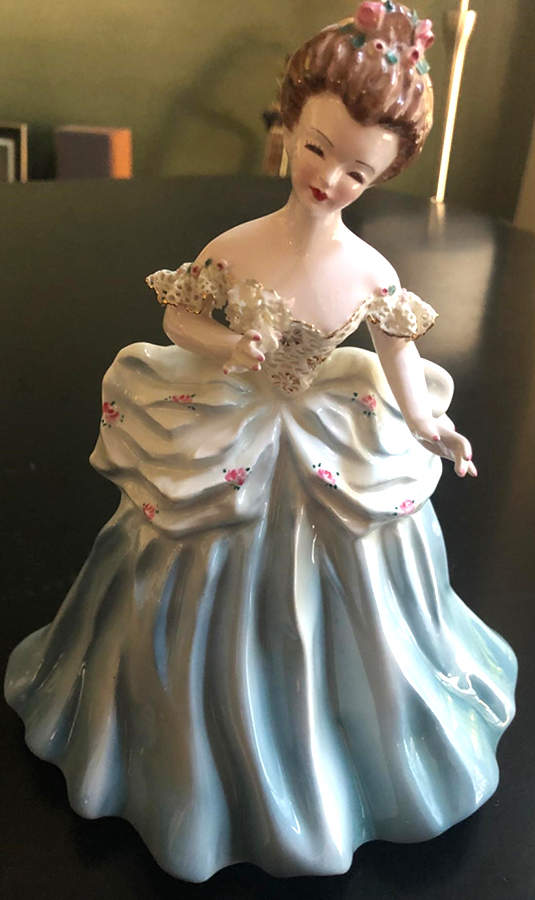 Florence Ceramics Figurine Martha-Light Blue/White Lace - No Box 238 by Florence Ceramics-1