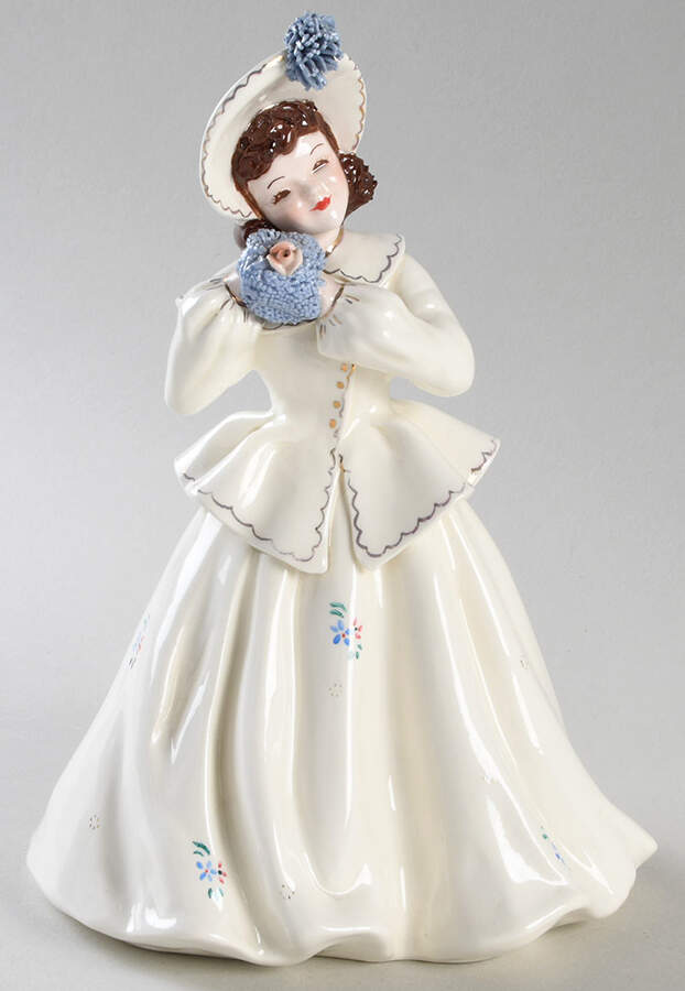 Florence Ceramics Figurine Linda Lou-White & Gold,Floral - No Box by Florence Ceramics-1