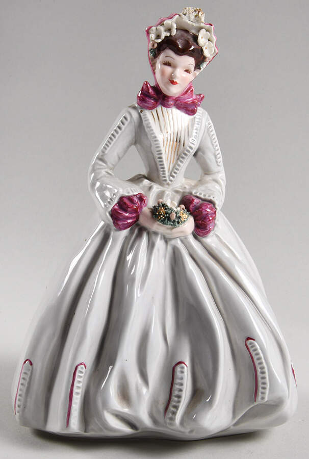 Florence Ceramics Figurine Sue Ellen-Grey With Pink Trim - No Box by Florence Ceramics-1