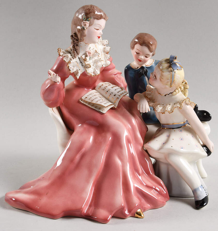 Florence Ceramics Figurine Story Book Hour- Pink Dress - No Box by Florence Ceramics-1