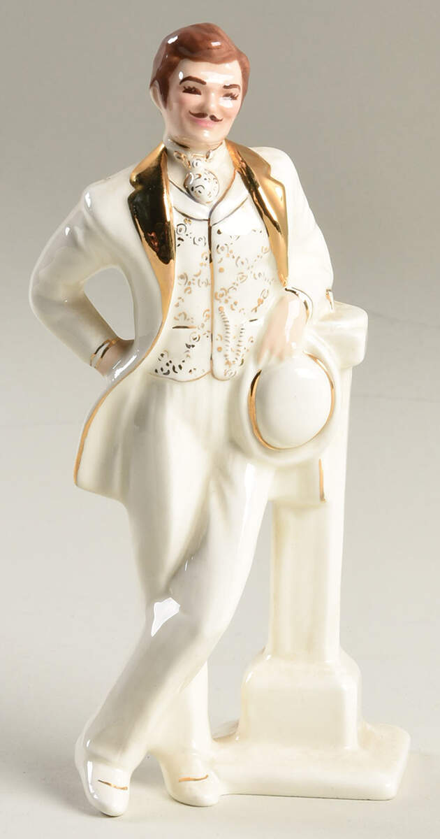 Florence Ceramics Figurine Jim-White & Gold - No Box by Florence Ceramics-1