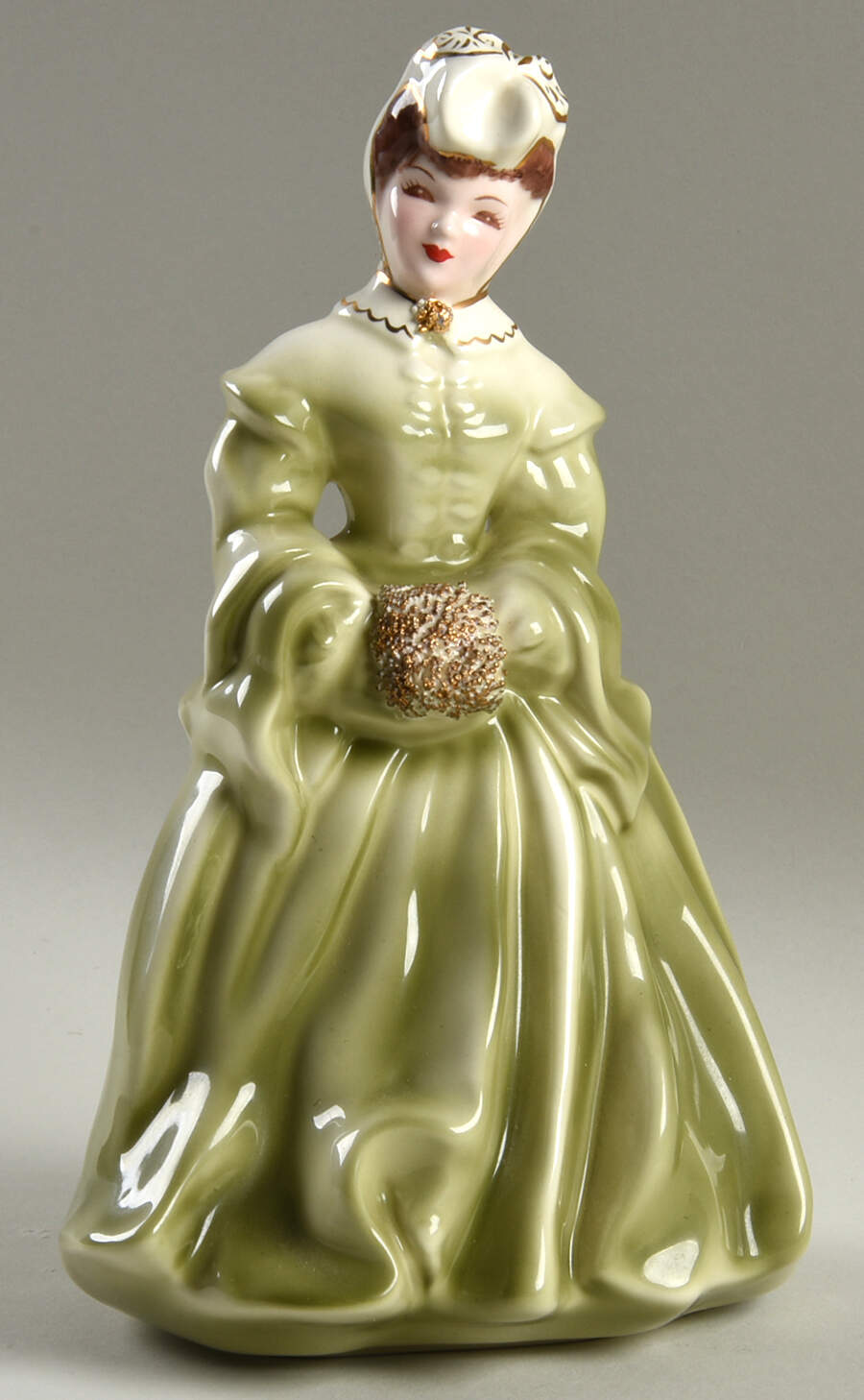 Florence Ceramics Figurine Delia-Green W/White Trim - No Box by Florence Ceramics-1