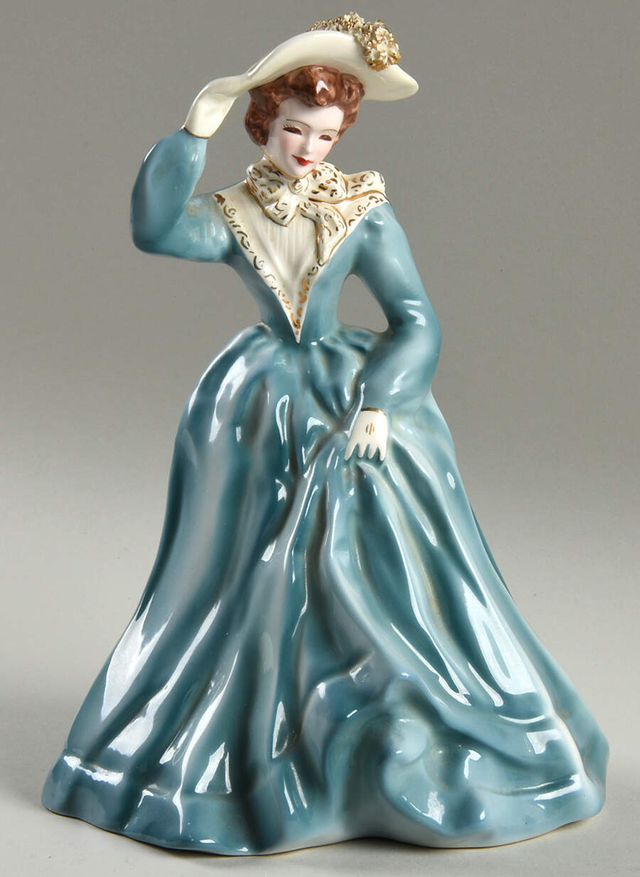 Florence Ceramics Figurine Lisa-Blue Dress/White Hat - No Box by Florence Ceramics-1