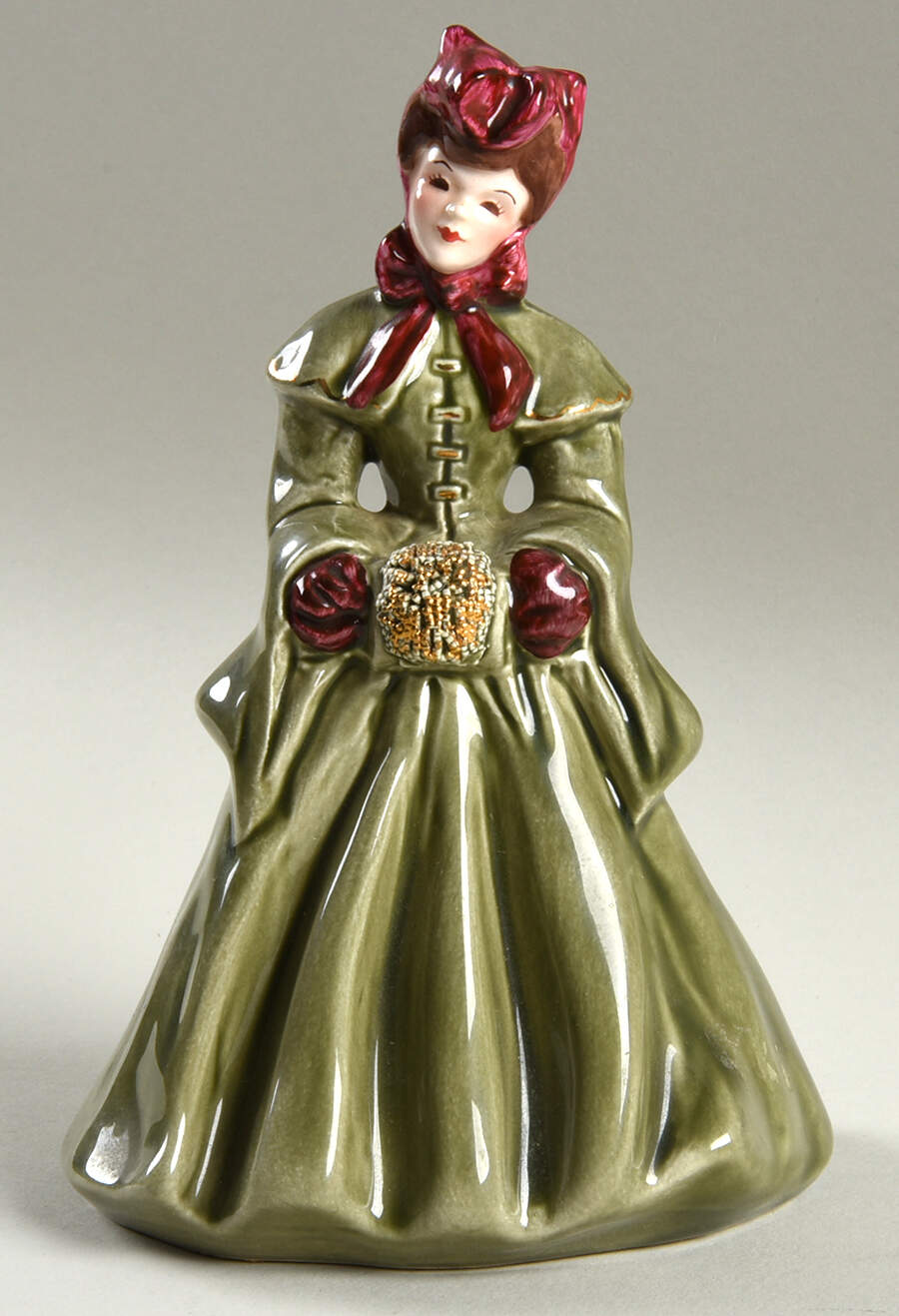 Florence Ceramics Figurine Elaine Green & Burgundy - No Box by Florence Ceramics-1