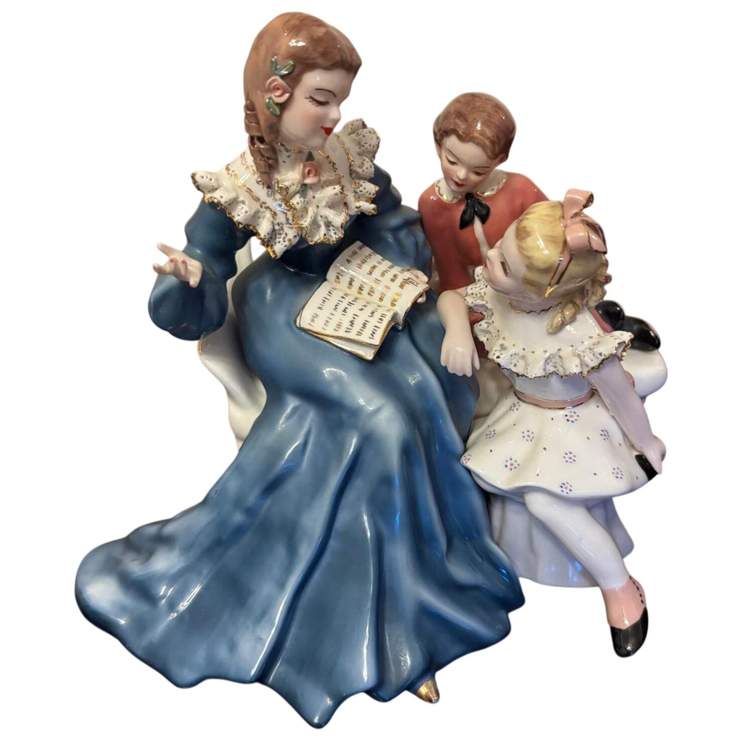 Florence Ceramics Figurine Story Book Hour-Blue Dres - No Box by Florence Ceramics-1