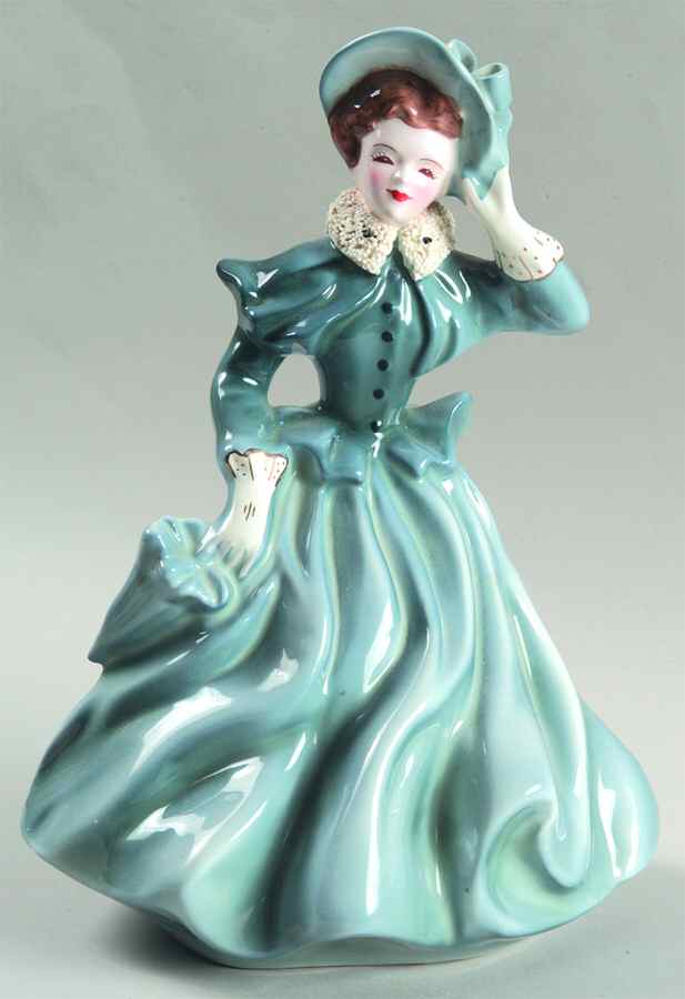 Florence Ceramics Figurine Jennette-Teal Dress - No Box by Florence Ceramics-1