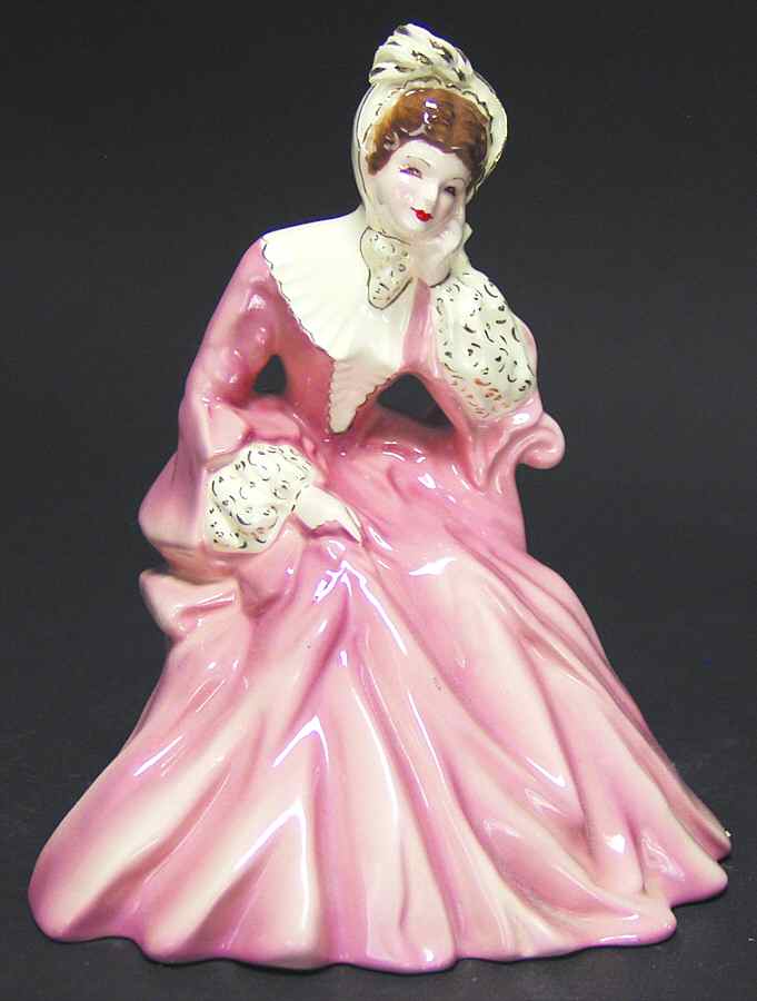 Florence Ceramics Figurine Rebecca-Pink With Gold Accent - No Box by Florence Ceramics-1