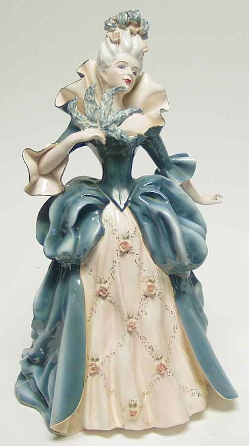 Florence Ceramics Figurine Madame Pompadour-Blue - No Box by Florence Ceramics-1