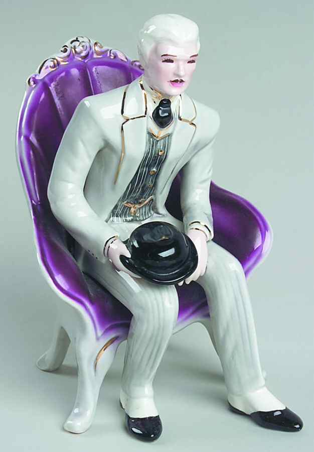 Florence Ceramics Figurine Edward-W&B Suit,Pk Chair,Bk Hat - No Box by Florence Ceramics-1