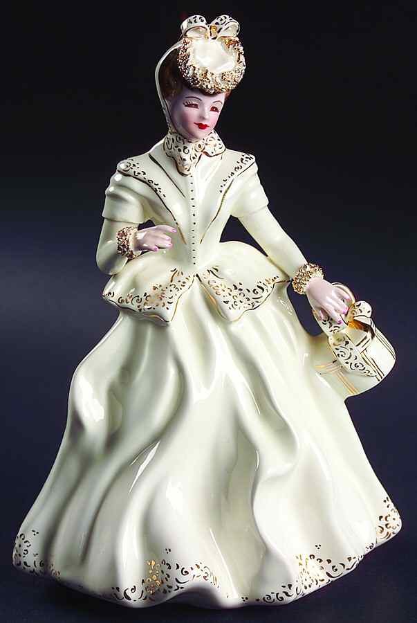 Florence Ceramics Figurine Yvonne-White & Gold - No Box by Florence Ceramics-1