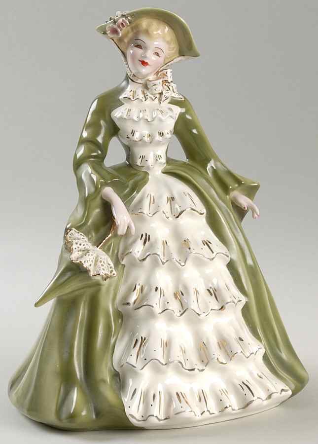 Florence Ceramics Figurine Charmaine-Green & White - No Box by Florence Ceramics-1