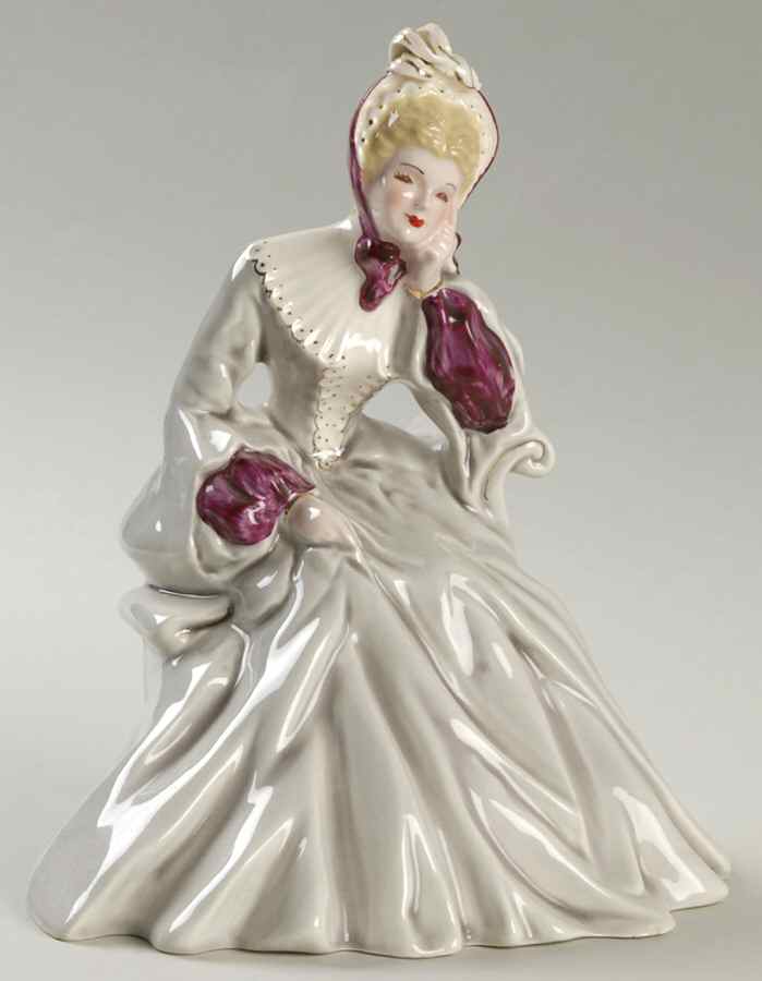 Florence Ceramics Figurine Rebecca-Gray With Violet Trim - No Box by Florence Ceramics-1