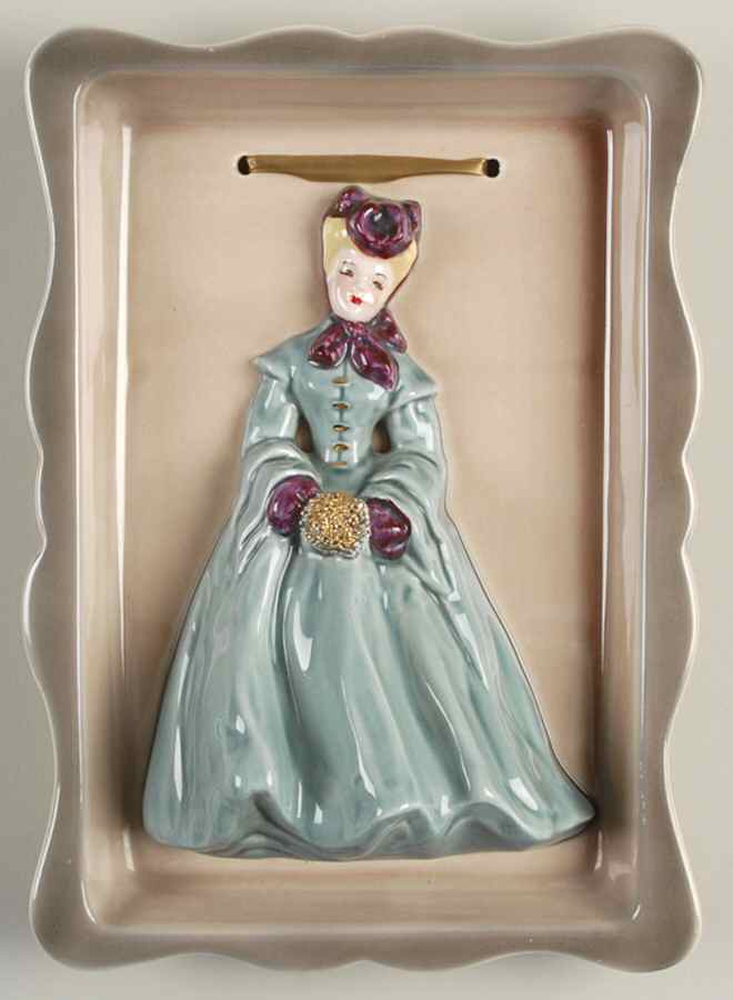 Florence Ceramics Figurine Wall Plaque - Lady With Muff-Blonde - No Box by Florence Ceramics-1