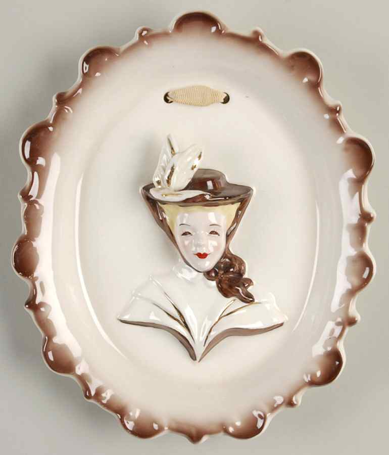 Florence Ceramics Figurine Cameo Plaque-Plumes Up - No Box by Florence Ceramics-1