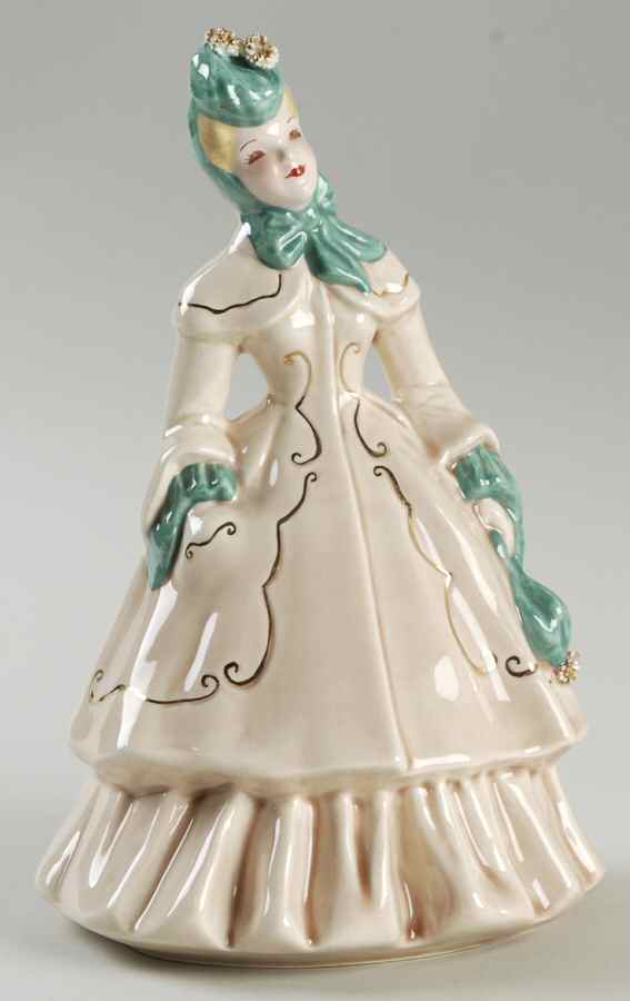 Florence Ceramics Figurine Lillian Beige--Green Accents - No Box by Florence Ceramics-1