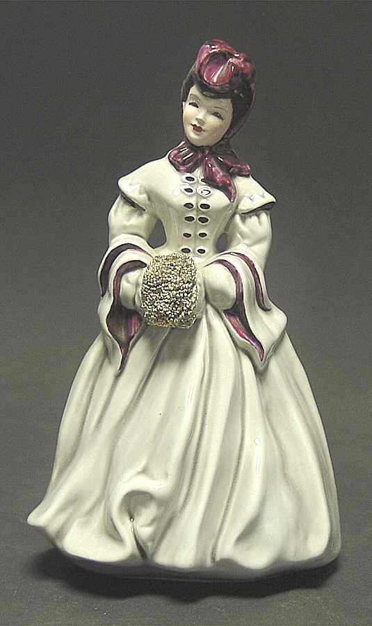 Florence Ceramics Figurine Delia-Gray With Red Trim - No Box by Florence Ceramics-1