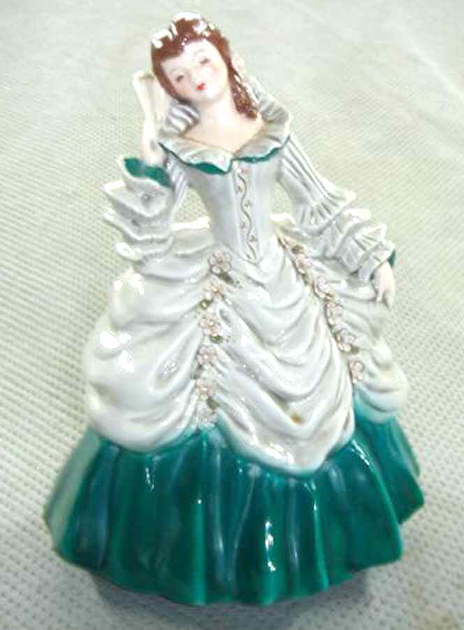 Florence Ceramics Figurine Amelia-Gray/Green Tr,Brown Hair - No Box by Florence Ceramics-1