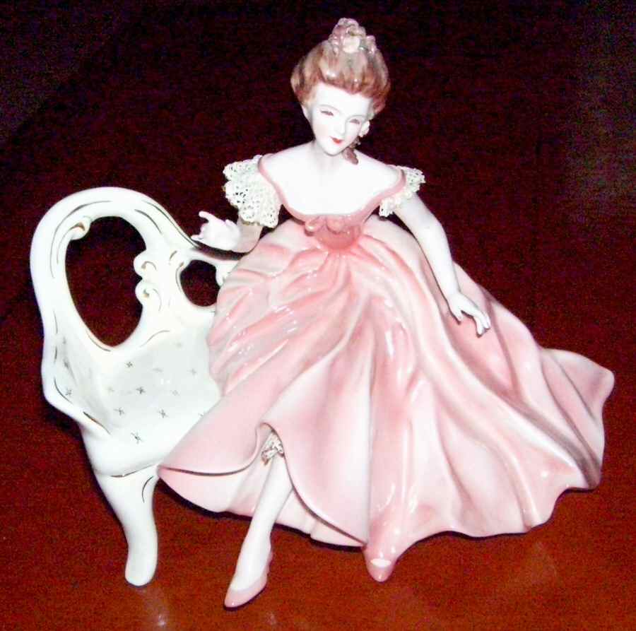 Florence Ceramics Figurine Catherine-Pink Dress Without Hat - No Box by Florence Ceramics-1