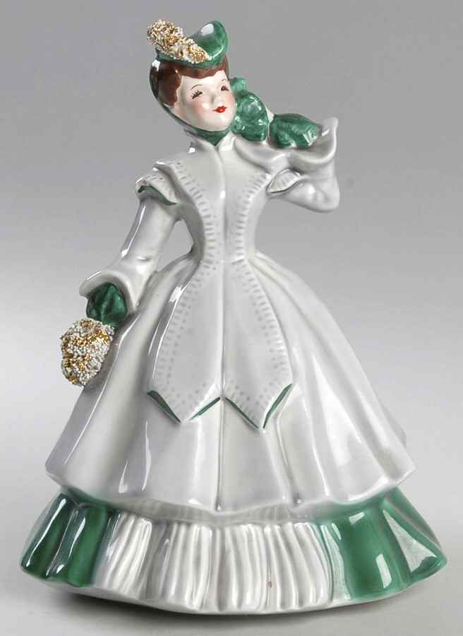 Florence Ceramics Figurine Matilda-Grey With Green Trim - No Box by Florence Ceramics-1