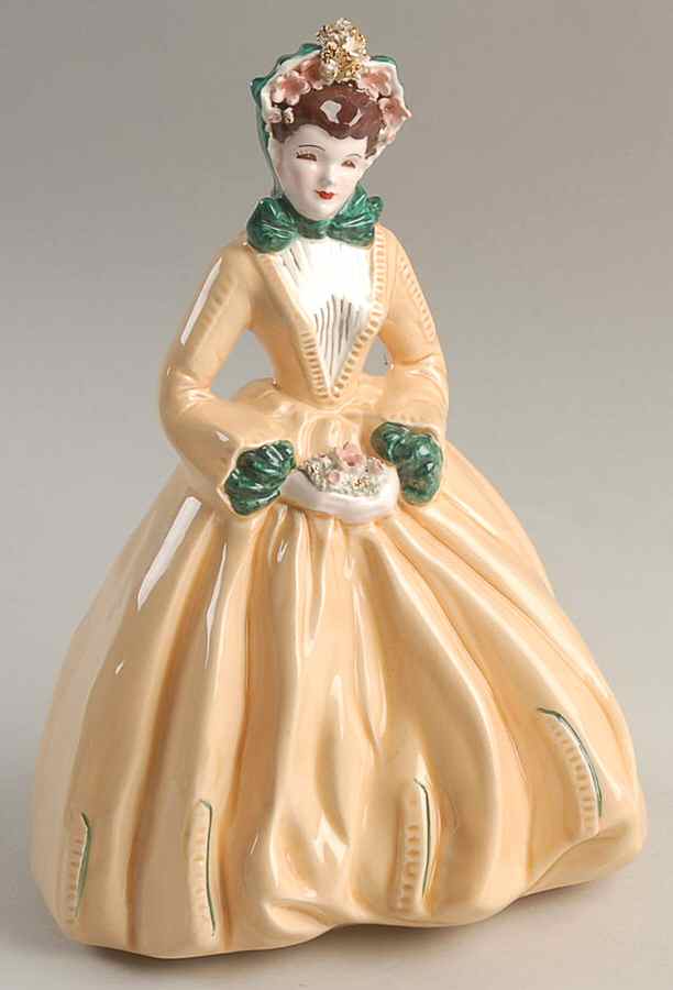 Florence Ceramics Figurine Sue Ellen-Beige With Teal Trim - No Box by Florence Ceramics-1
