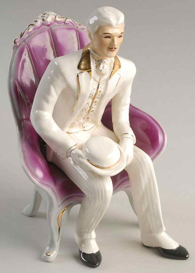 Florence Ceramics Figurine Edward-Ivry&Gd Suit,Pk Chair, Wh Hat - No Box by Florence Ceramics-1