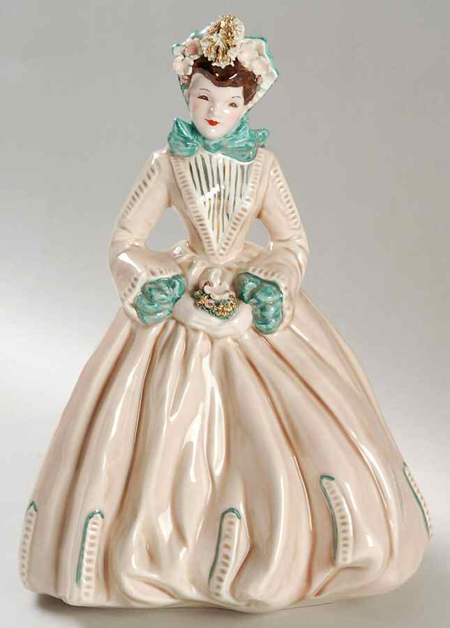 Florence Ceramics Figurine Sue Ellen-Grey With Green Trim - No Box by Florence Ceramics-1