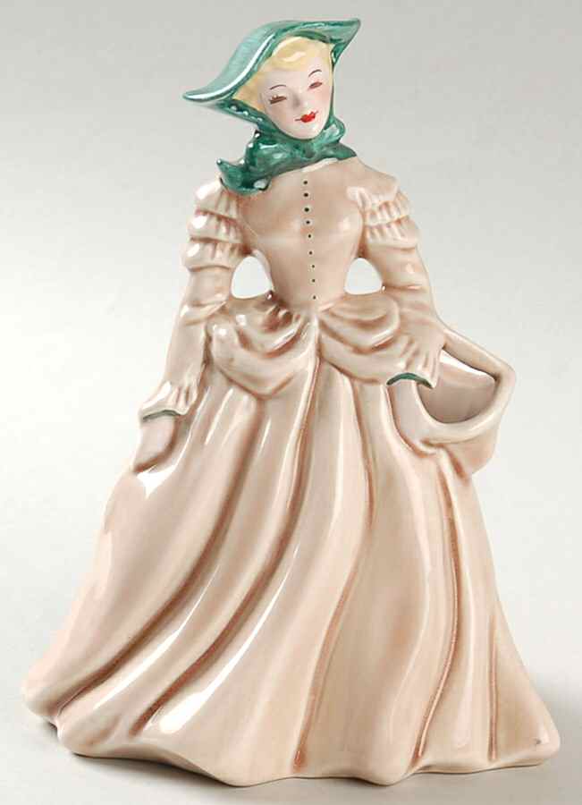 Florence Ceramics Figurine Lea-Beige & Green Planter - No Box by Florence Ceramics-1