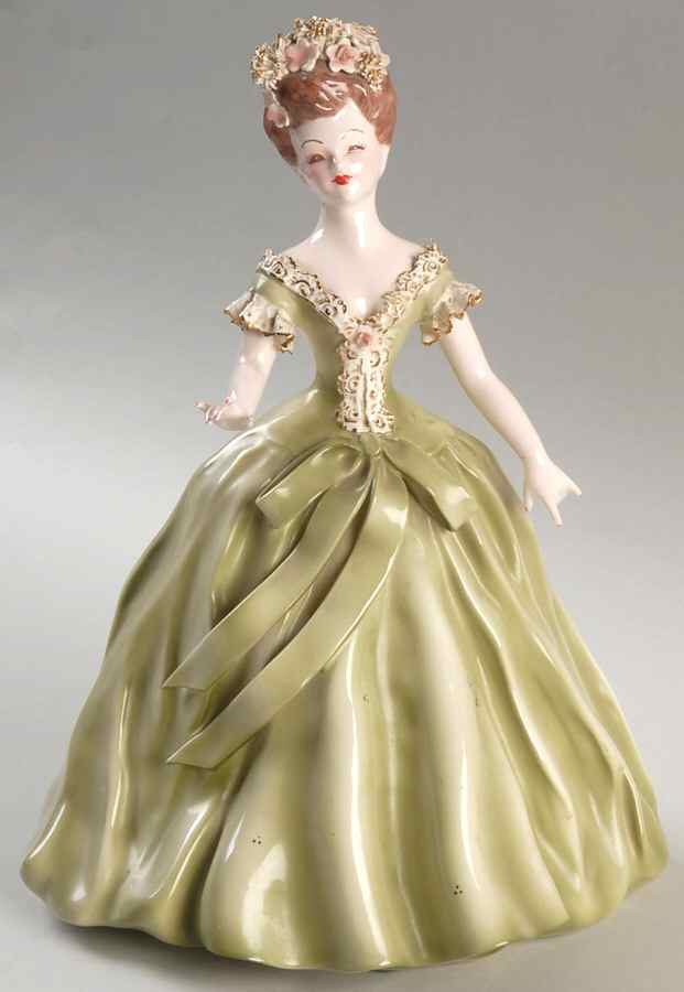 Florence Ceramics Figurine Denise-Green Bow - No Box by Florence Ceramics-1