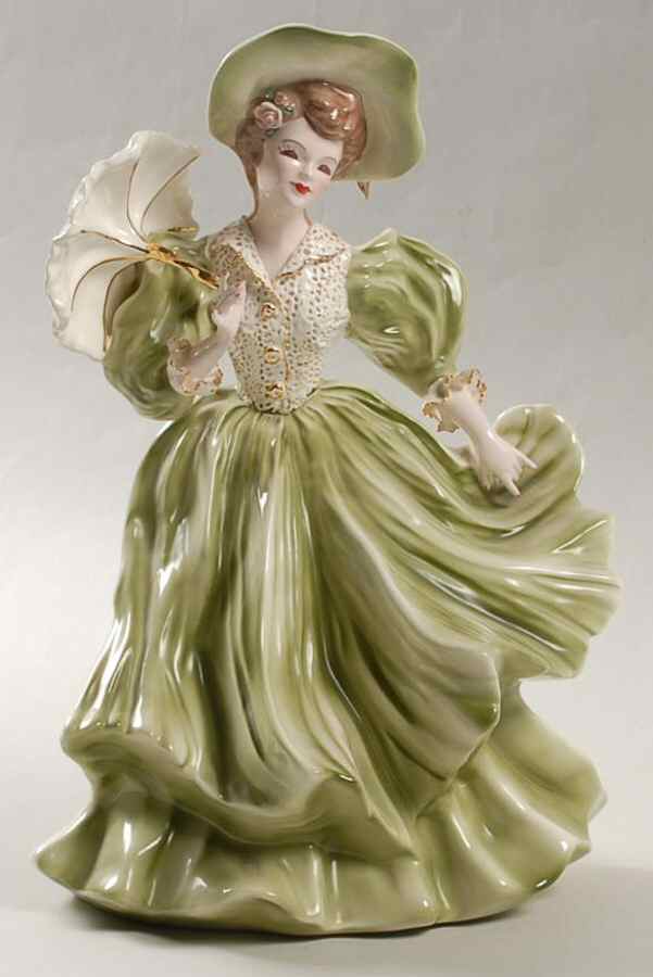 Florence Ceramics Figurine Amber-Moss Green - No Box 108 by Florence Ceramics-1