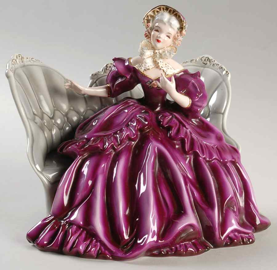 Florence Ceramics Figurine Victoria - Magenta With Hat - No Box by Florence Ceramics-1