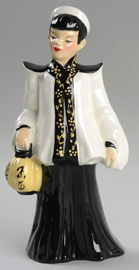 Florence Ceramics Figurine Chinese Boy-Black And White - No Box by Florence Ceramics-1