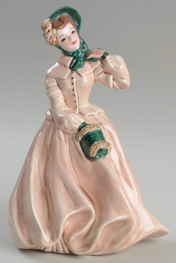 Florence Ceramics Figurine Clarissa-Beige And Green - No Box by Florence Ceramics-1