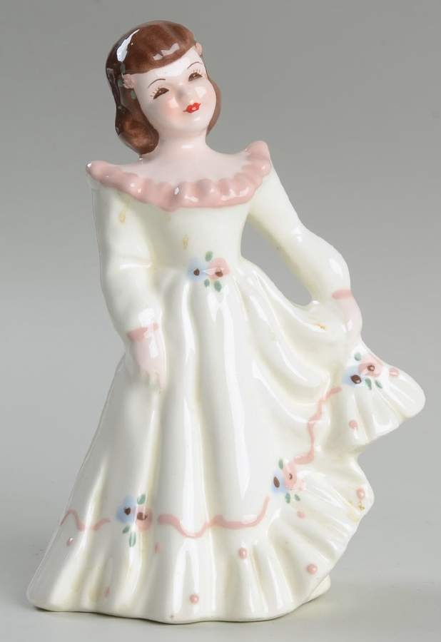Florence Ceramics Figurine Mimi-Ivory With Pink-Flower Holder - No Box by Florence Ceramics-1