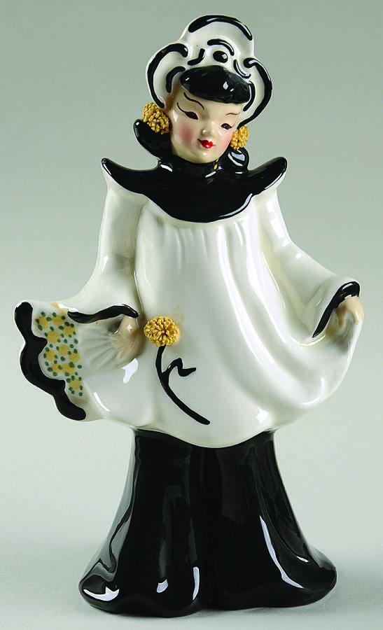 Florence Ceramics Figurine Chinese Girl-Black And White - No Box by Florence Ceramics-1