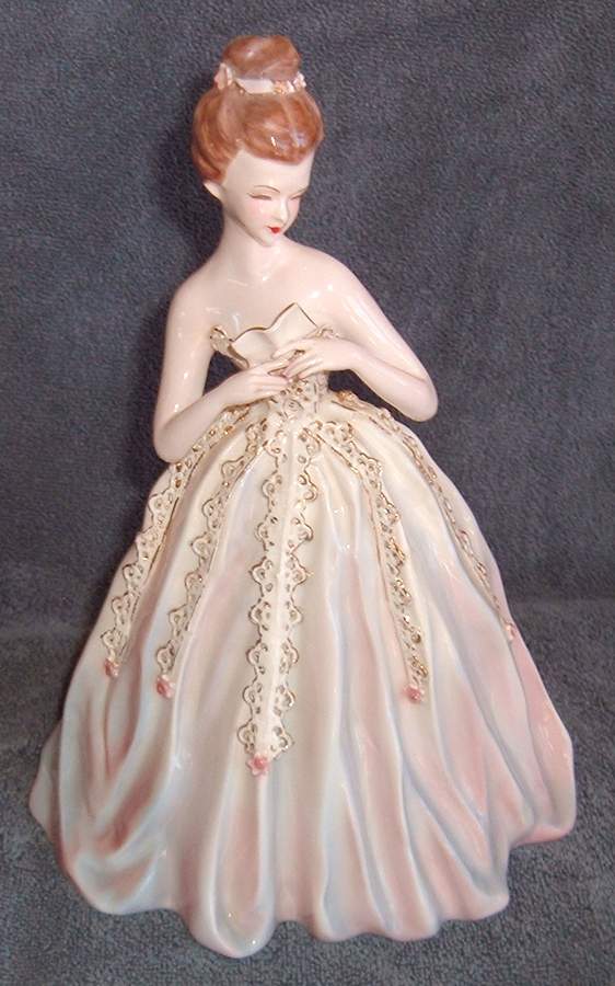 Florence Ceramics Figurine Love Letter-Blue/Pink Dress - No Box by Florence Ceramics-1