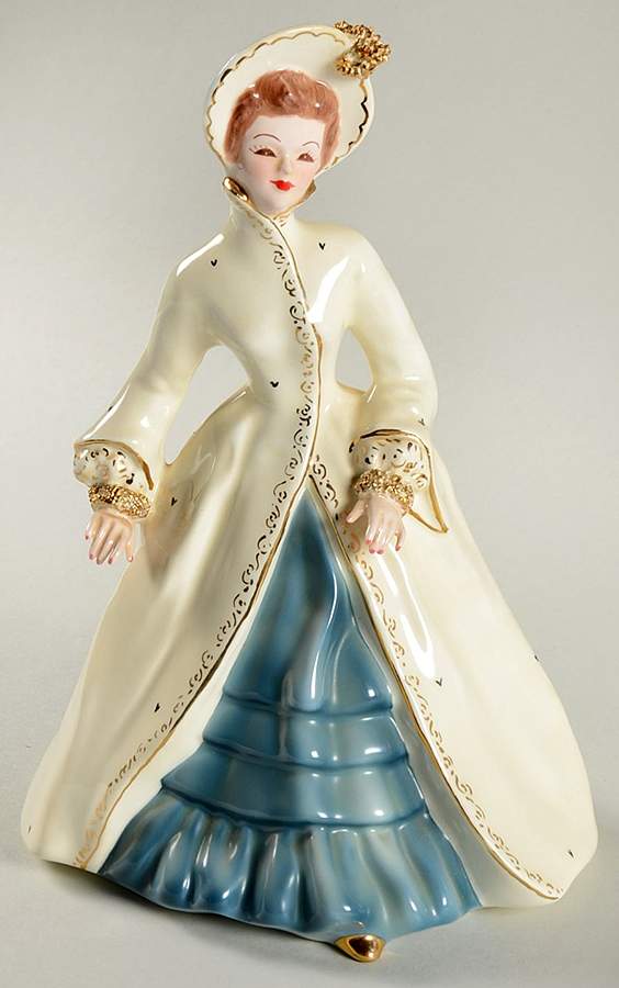 Florence Ceramics Figurine Diane-White & Blue - No Box by Florence Ceramics-1