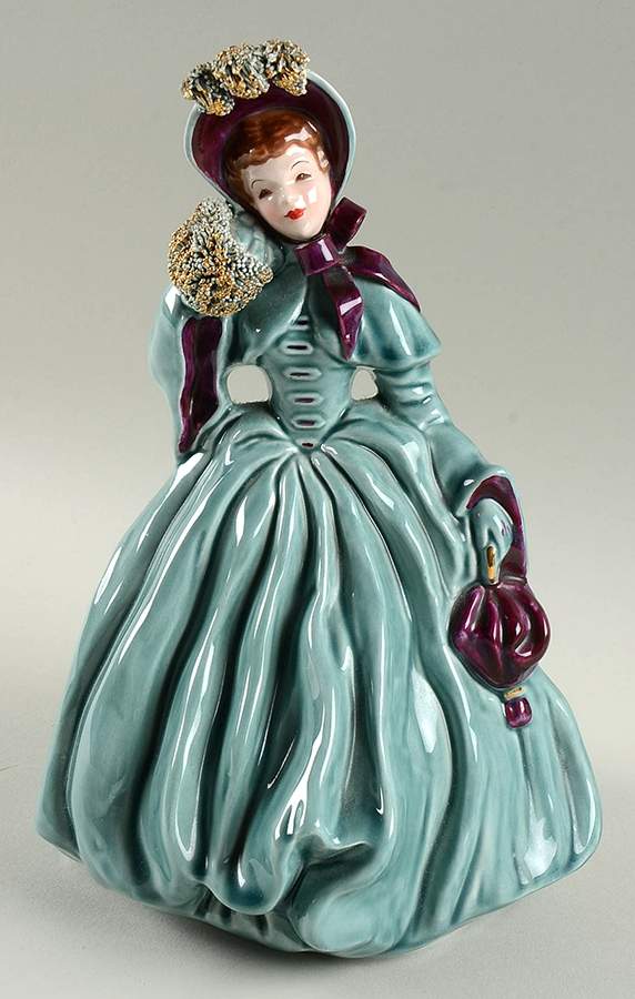 Florence Ceramics Figurine Scarlett-Teal W/ Red - No Box by Florence Ceramics-1