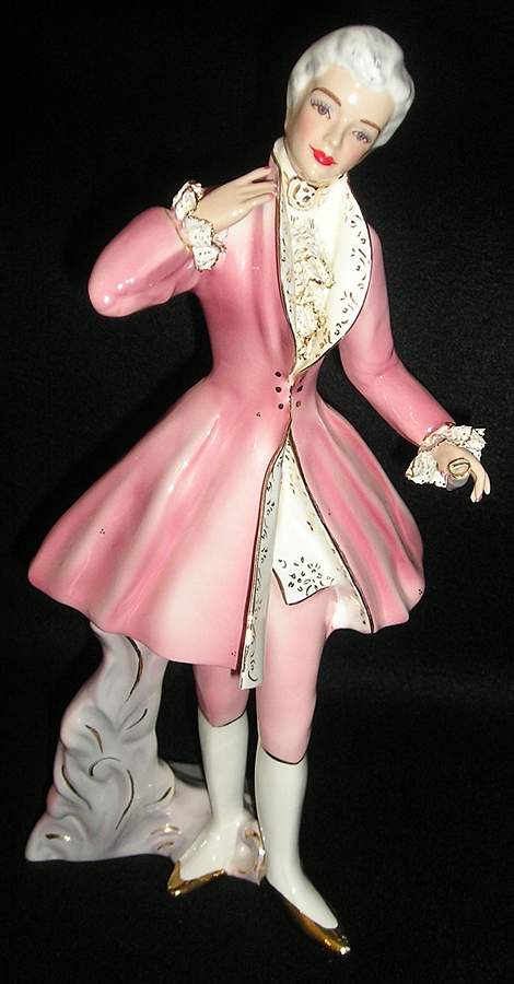 Florence Ceramics Figurine Leading Man-Pink & White - No Box by Florence Ceramics-1