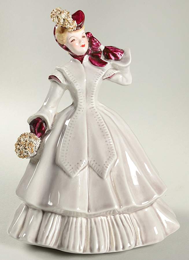 Florence Ceramics Figurine Matilda-Gray With Violet - Nb386, No Box by Florence Ceramics-1