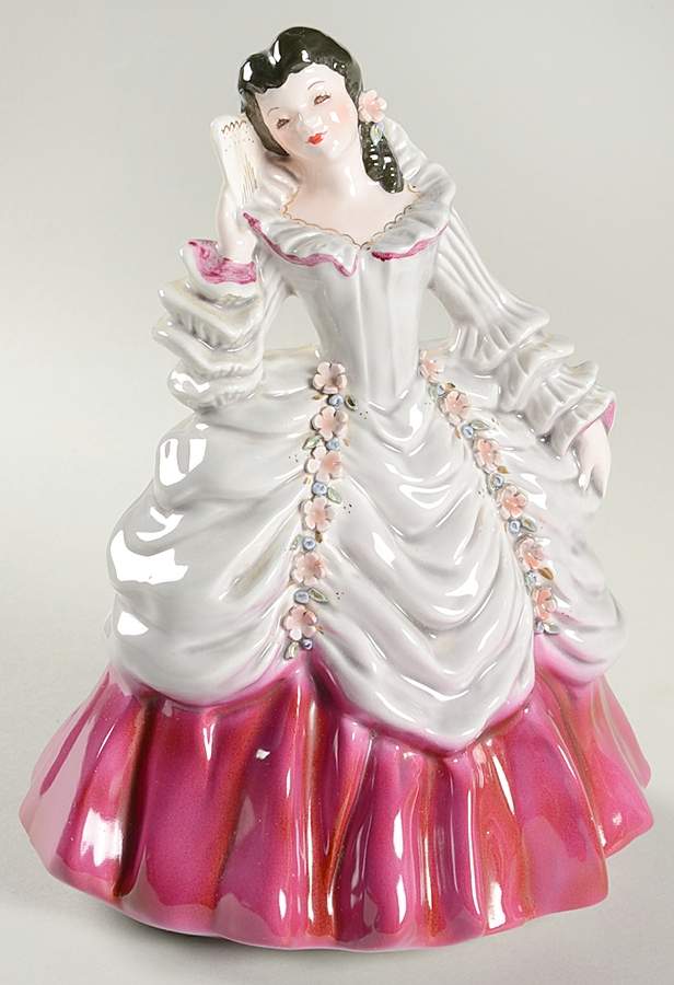 Florence Ceramics Figurine Amelia-Gray/Royal Red-Brown Hair - No Box by Florence Ceramics-1
