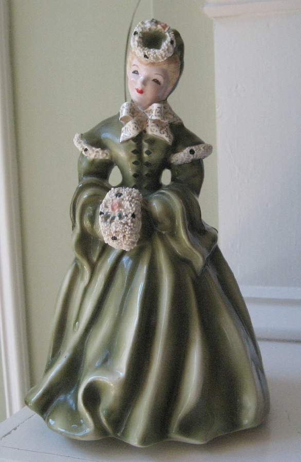 Florence Ceramics Figurine Delia-Green & White-Fancy - No Box by Florence Ceramics-1