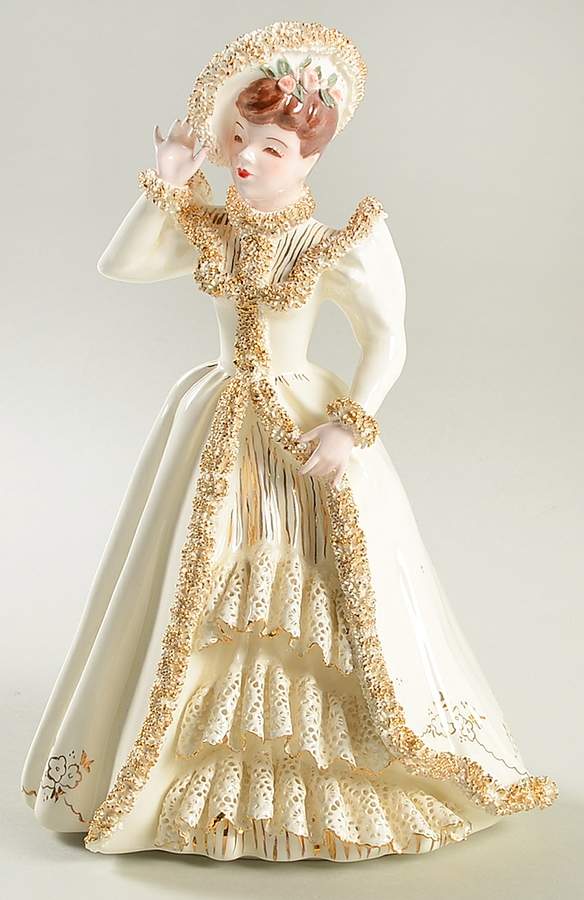Florence Ceramics Figurine Suzanna-White & Gold - No Box by Florence Ceramics-1
