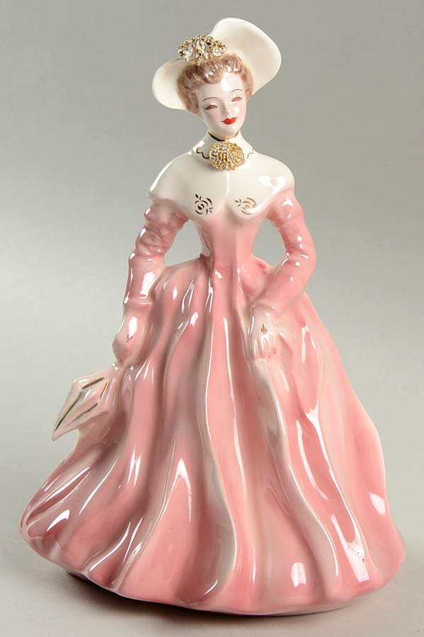 Florence Ceramics Figurine Delores-Pink/White - No Box by Florence Ceramics-1