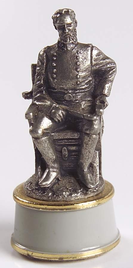 Civil War Chess Set Gray Bishop-Stonewall Jackson - Bishop1-White Chess Piece by Franklin Mint-1