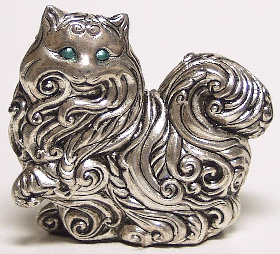 Curio Cabinet Cat Art Nouveau Pewter - No Box by Franklin Mint-1